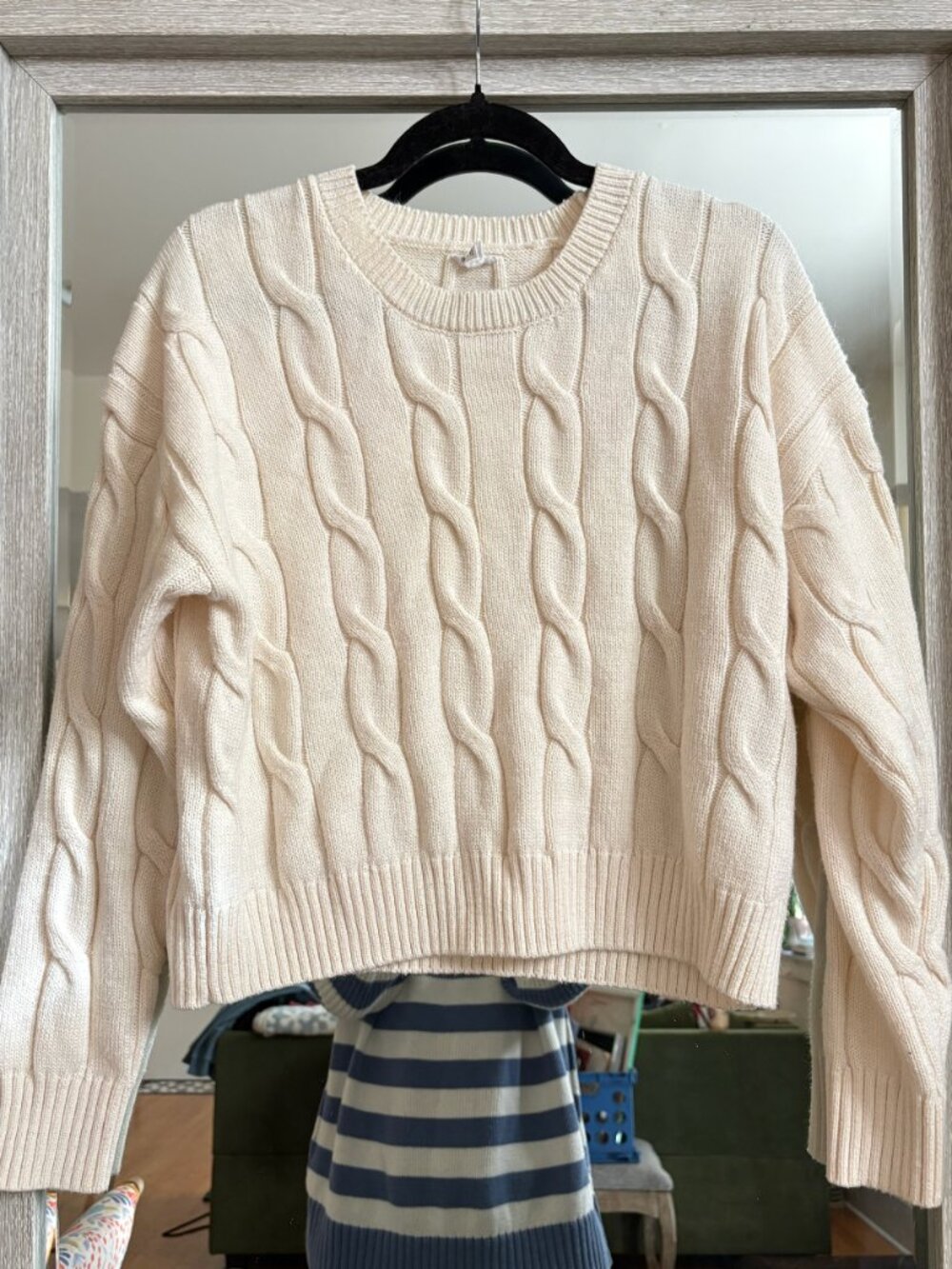 Garage Ivory Cable Knit Cropped Sweater S/M